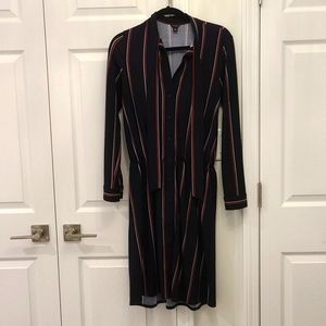 Ann Taylor navy stripe shirt dress